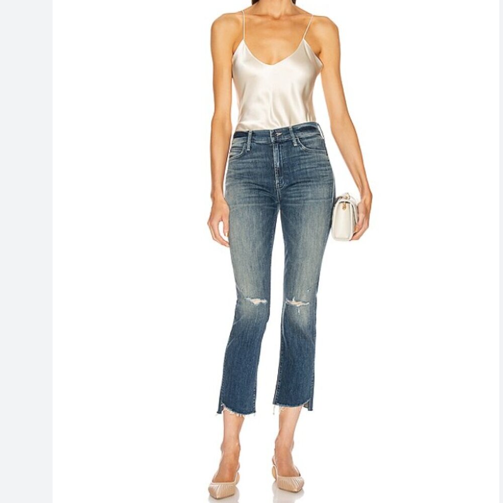 MOTHER Rascal Ankle Straight Leg Fray Field of Dreams Jeans Size 25